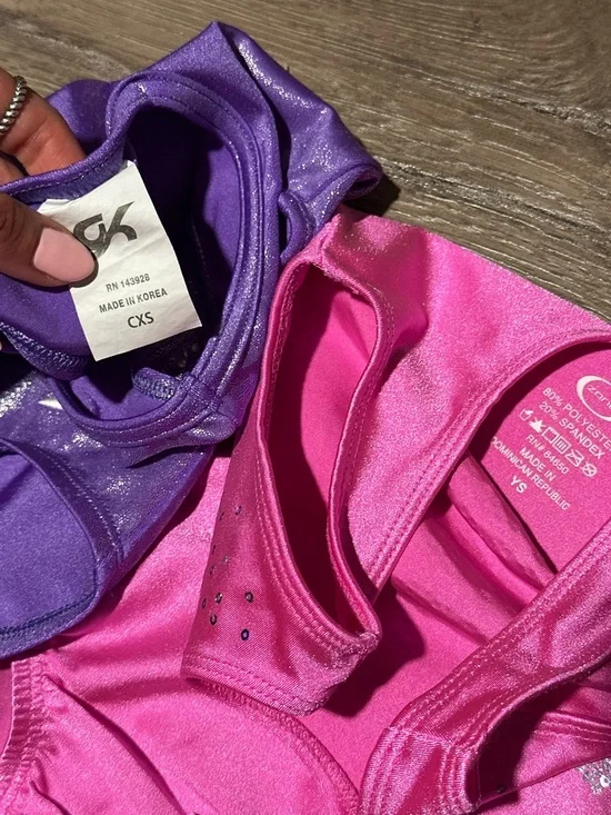 2 KIDS/GIRLS Gymnastics Leotard-PURPLE & PINK GLITTER Leotard - Picture 2 of 5
